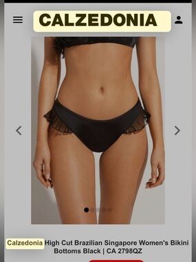 NWT Calzedonia Black High-Cut Brazilian Singapore Bikini Bottoms size Large